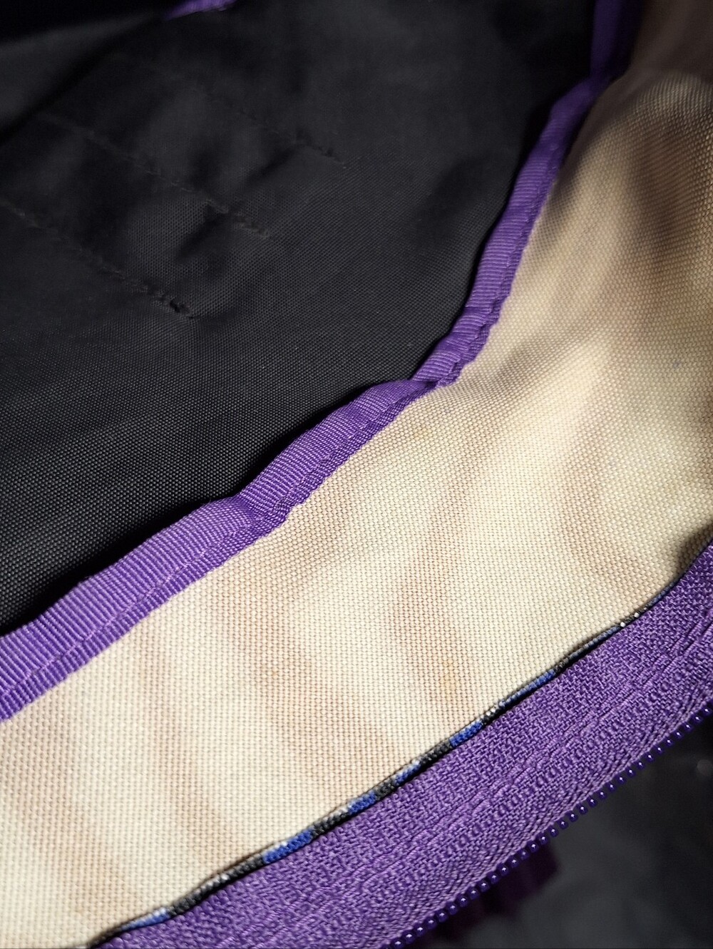 Jansport Sling Backpack, Zebra Stripes, Purple & Blue & Black Sling Style - Picture 8 of 10